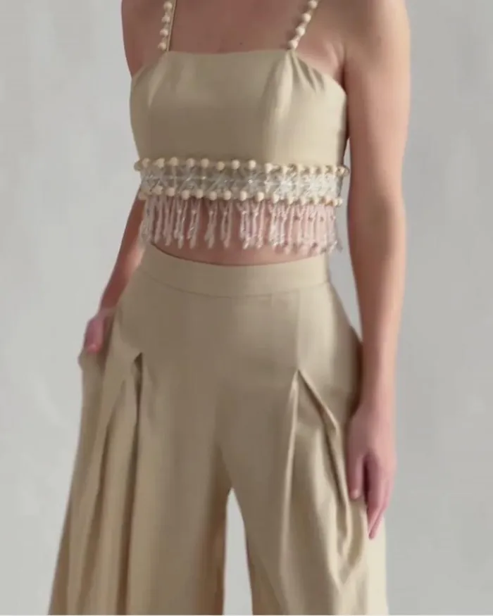 Women Bottoms PatBO Linen Wide Leg Pant Sand
