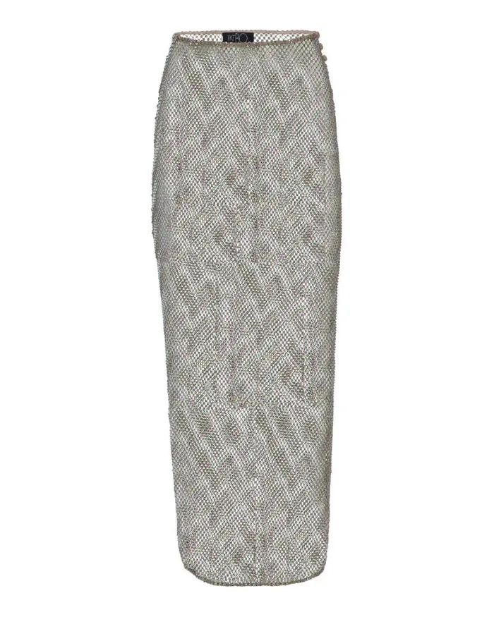 Women Bottoms PatBO RhinestoneNetted Midi Skirt FINAL SALE Green Stripe