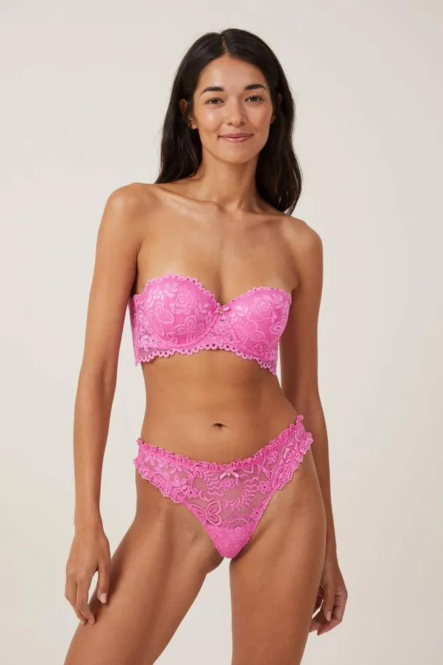 Women Bras Cotton On Butterfly Lace Strapless Push Up2 Bra Cupids Kiss