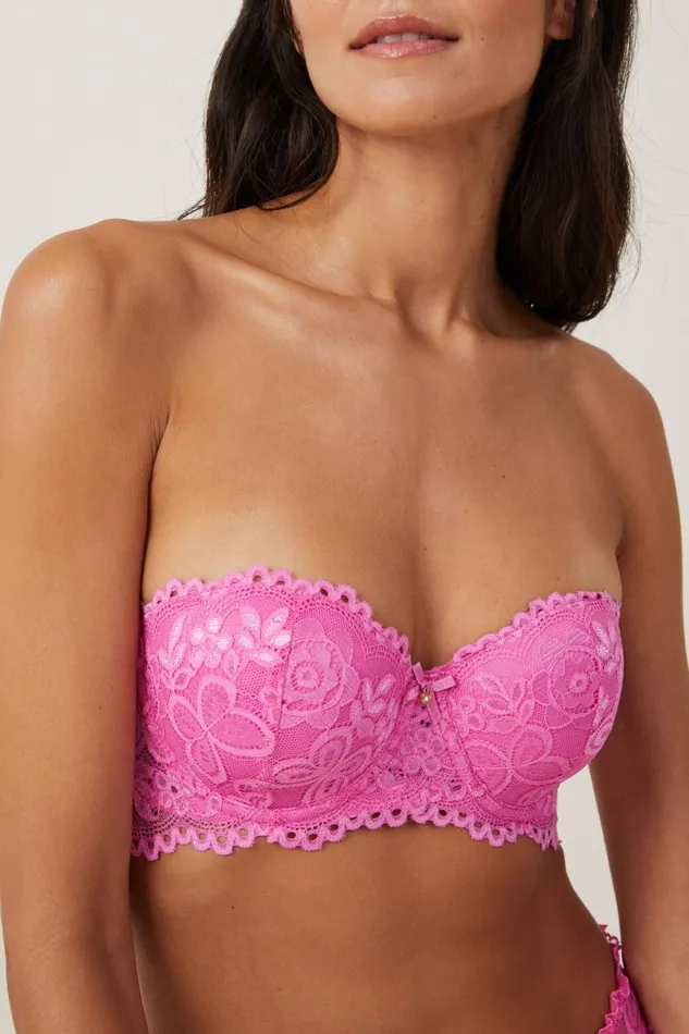 Women Bras Cotton On Butterfly Lace Strapless Push Up2 Bra Cupids Kiss