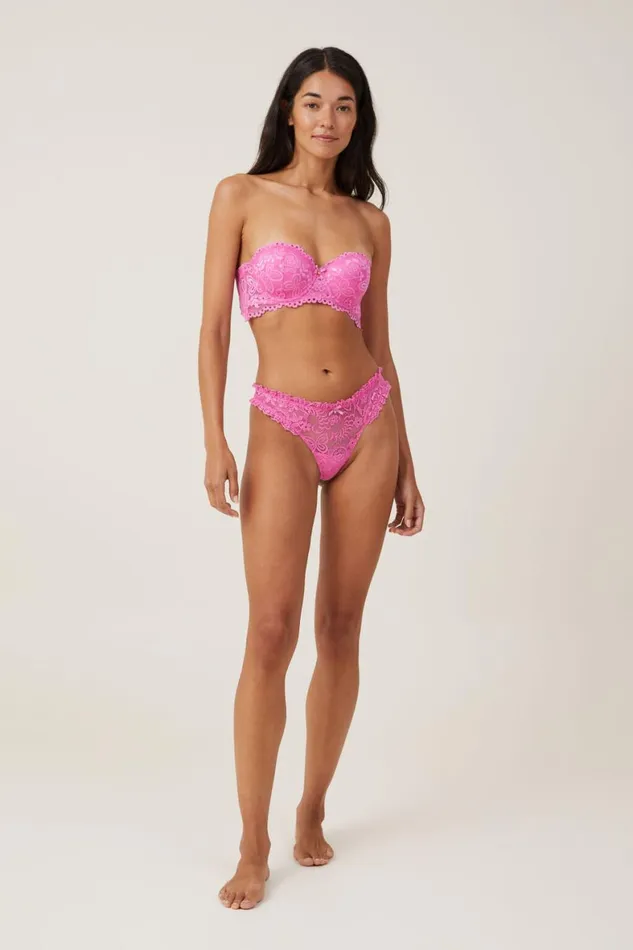 Women Bras Cotton On Butterfly Lace Strapless Push Up2 Bra Cupids Kiss