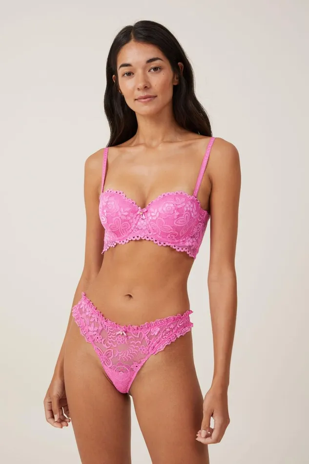 Women Bras Cotton On Butterfly Lace Strapless Push Up2 Bra Cupids Kiss