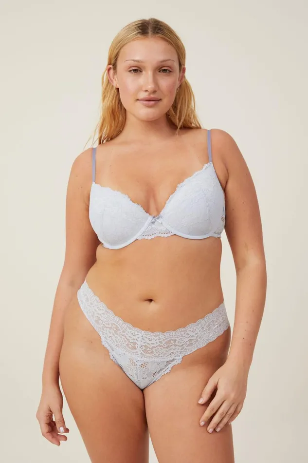 Women Bras Cotton On Everyday Lace Lightly Lined Bra Arctic Ice