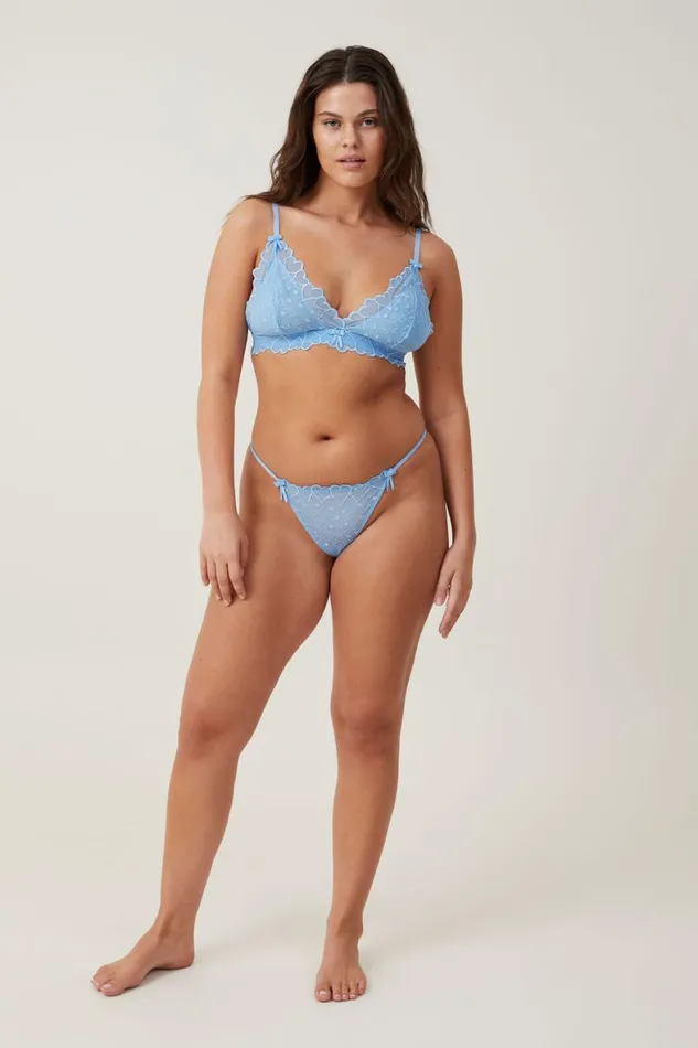 Women Bras Cotton On Sasha Embroidered Mesh Triangle Bralette Dream Cloud