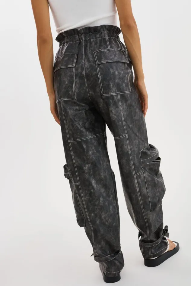 Women BRAXTON Faux Leather Cargo Pants Vintage Black LAMARQUE Pants and Shorts Women BRAXTON Faux Leather Cargo Pants Vintage Black LAMARQUE Pants and Shorts