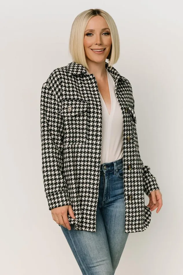 Women Bridger Houndstooth Jacket Dark Navy Ivory Baltic Born Outerwear