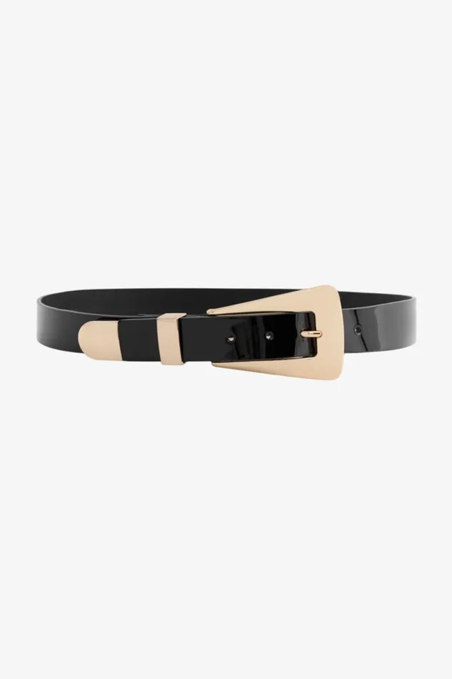 Women BROOKLYN Patent Leather Belt Blackgold LAMARQUE Belts