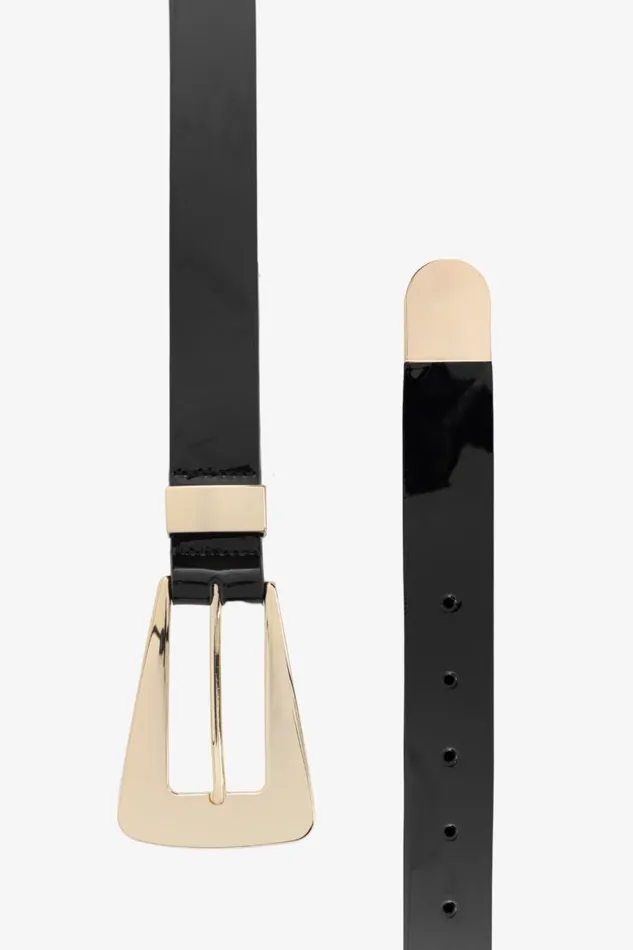 Women BROOKLYN Patent Leather Belt Blackgold LAMARQUE Belts Women BROOKLYN Patent Leather Belt Blackgold LAMARQUE Belts