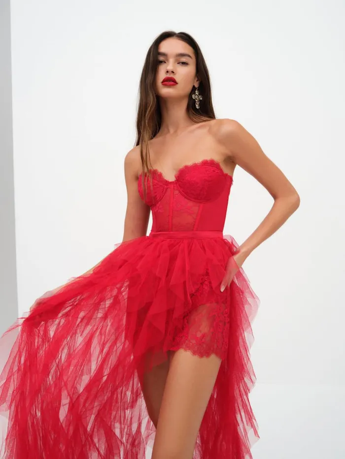 Women Bustier Gown Red For Love and Lemons Dresses Women Bustier Gown Red For Love and Lemons Dresses