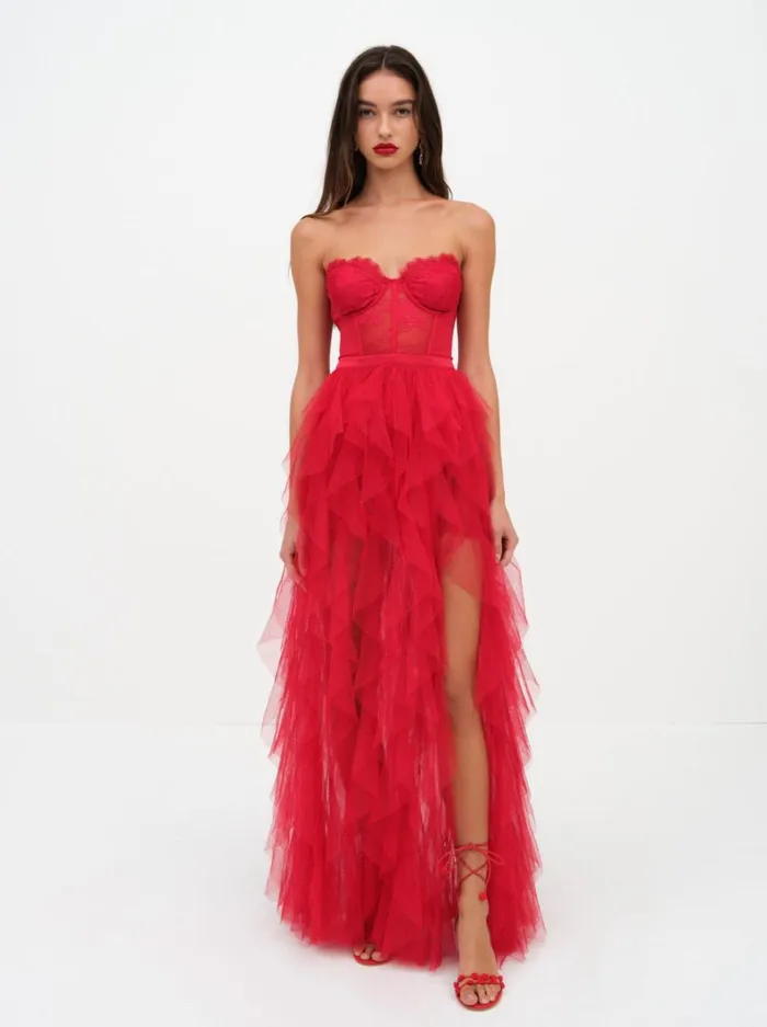 Women Bustier Gown Red For Love and Lemons Dresses Women Bustier Gown Red For Love and Lemons Dresses