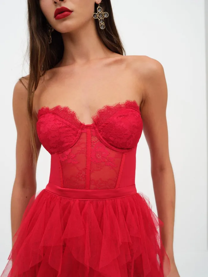 Women Bustier Gown Red For Love and Lemons Dresses Women Bustier Gown Red For Love and Lemons Dresses