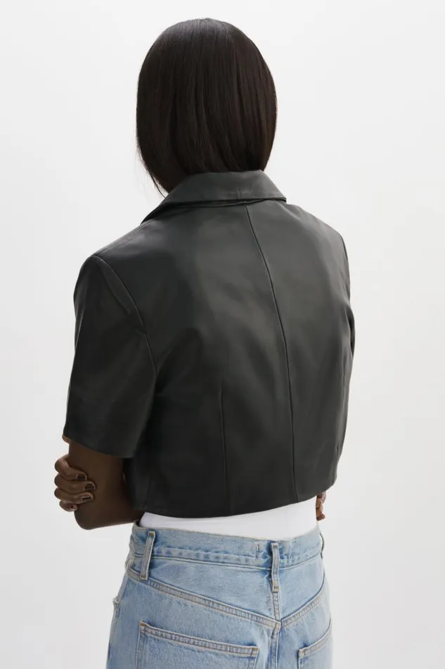 Women CALATEA Short Sleeve Blazer Black LAMARQUE Leather Jackets Women CALATEA Short Sleeve Blazer Black LAMARQUE Leather Jackets