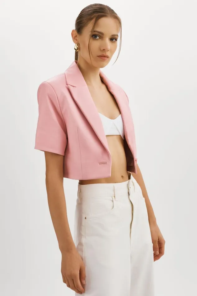 Women CALATEA Short Sleeve Blazer Orchid Pink LAMARQUE Blazers