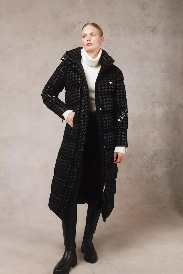 Women Camden Longline Coat Mono Houndstooth Holland Cooper Coats Women Camden Longline Coat Mono Houndstooth Holland Cooper Coats
