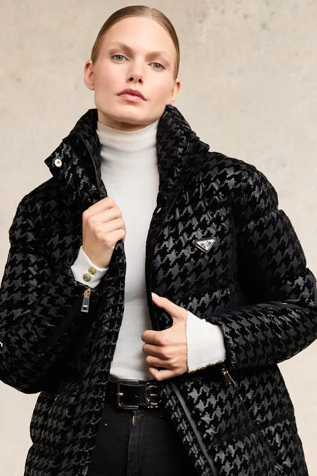 Women Camden Longline Coat Mono Houndstooth Holland Cooper Coats Women Camden Longline Coat Mono Houndstooth Holland Cooper Coats