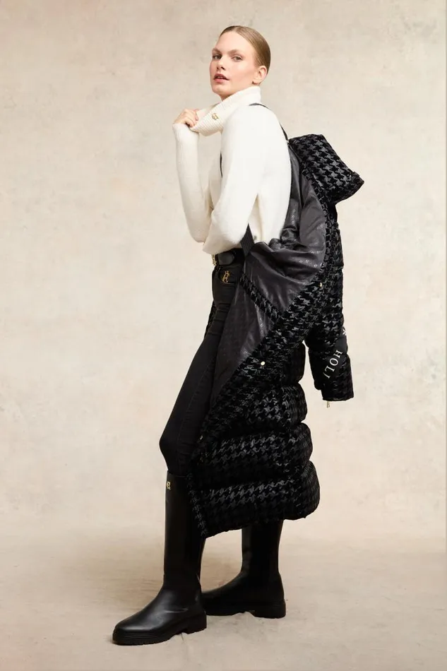 Women Camden Longline Coat Mono Houndstooth Holland Cooper Coats Women Camden Longline Coat Mono Houndstooth Holland Cooper Coats