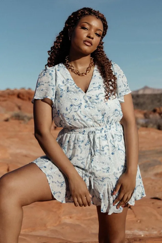 Women Candy Romper Off White Blue Baltic Born Jumpsuits and Rompers
