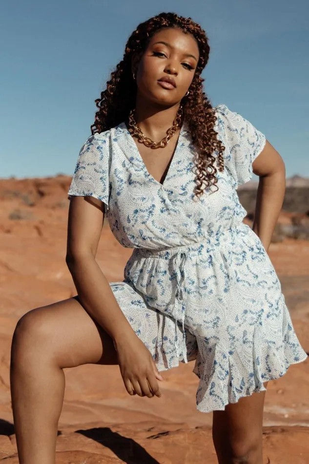 Women Candy Romper Off White Blue Baltic Born Jumpsuits and Rompers