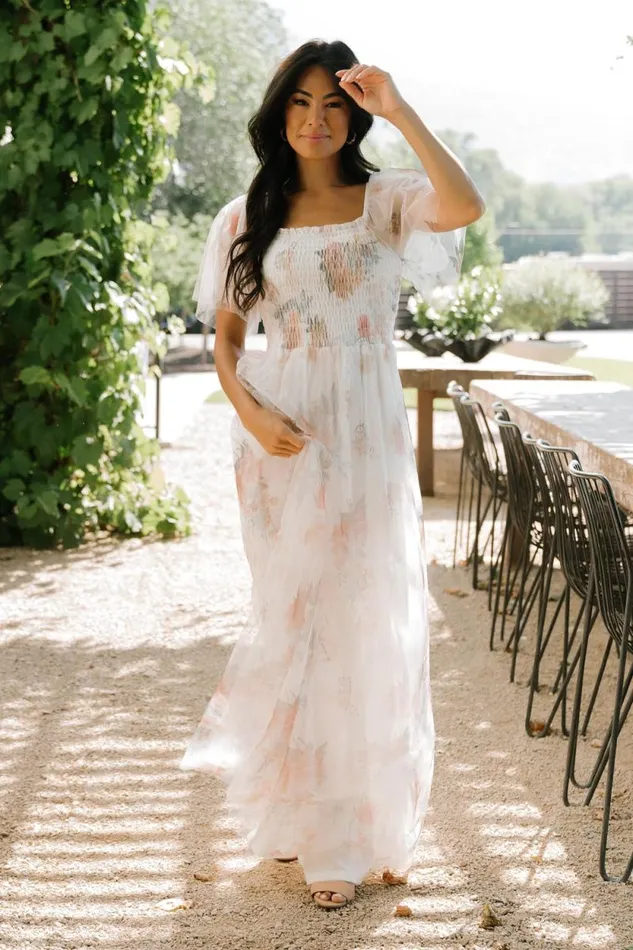 Women Cassandra Tulle Maxi Dress White Multi Baltic Born Bump Friendly Women Cassandra Tulle Maxi Dress White Multi Baltic Born Bump Friendly