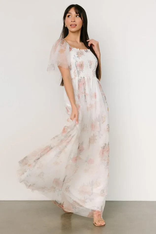 Women Cassandra Tulle Maxi Dress White Multi Baltic Born Bump Friendly Women Cassandra Tulle Maxi Dress White Multi Baltic Born Bump Friendly