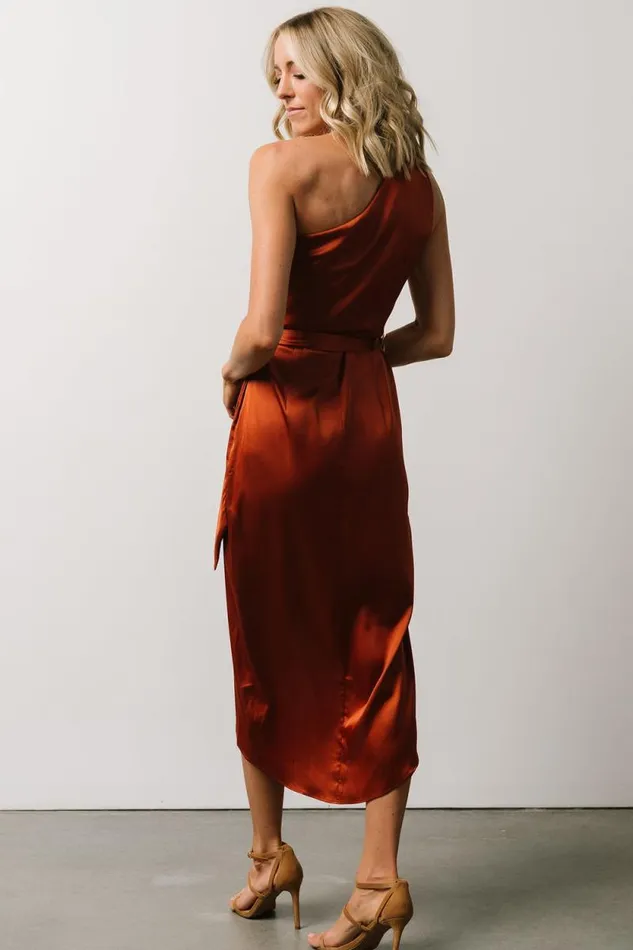 Women Celia One Shoulder Midi Dress Rust Baltic Born Midi Dresses