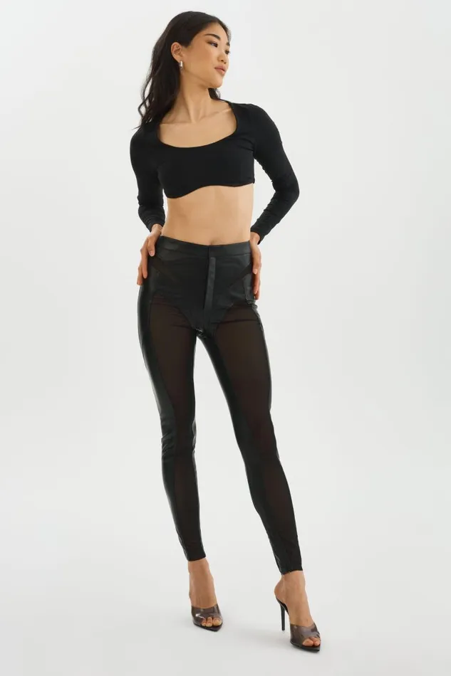 Women CELICIA Faux Leather Mesh Leggings Black LAMARQUE Pants and Shorts Women CELICIA Faux Leather Mesh Leggings Black LAMARQUE Pants and Shorts