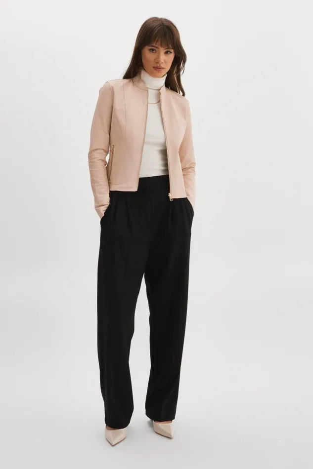 Women CHAPIN Reversible Leather Bomber Ballet Pink LAMARQUE Leather Jackets