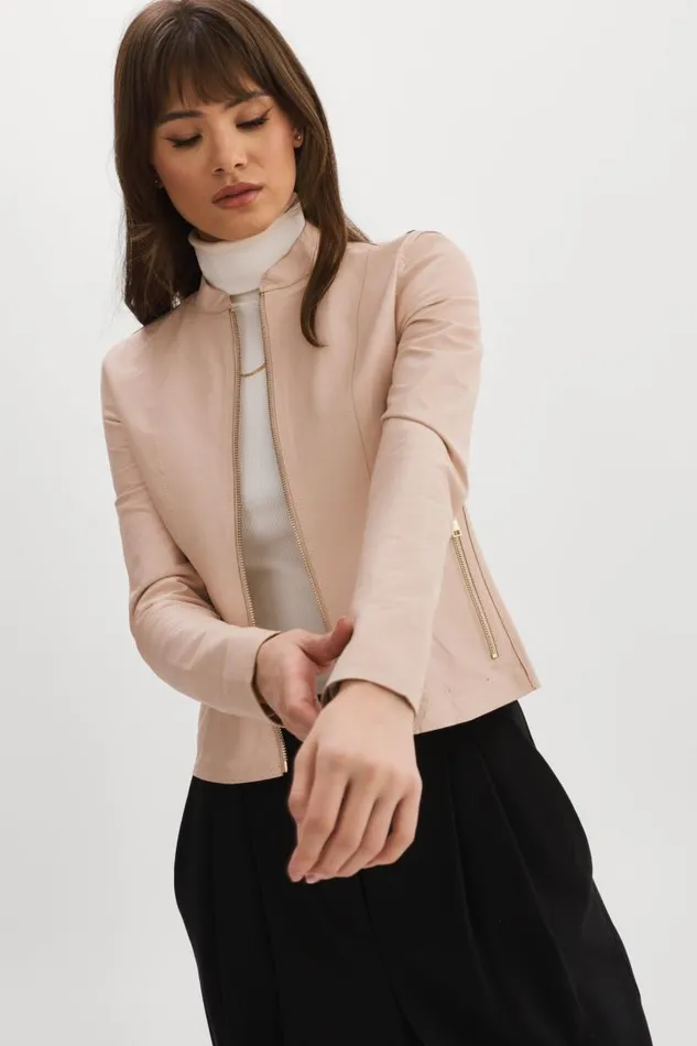 Women CHAPIN Reversible Leather Bomber Ballet Pink LAMARQUE Leather Jackets Women CHAPIN Reversible Leather Bomber Ballet Pink LAMARQUE Leather Jackets