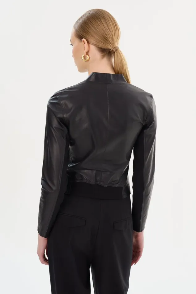 Women CHAPIN Reversible Leather Bomber Blackgold LAMARQUE Leather Jackets