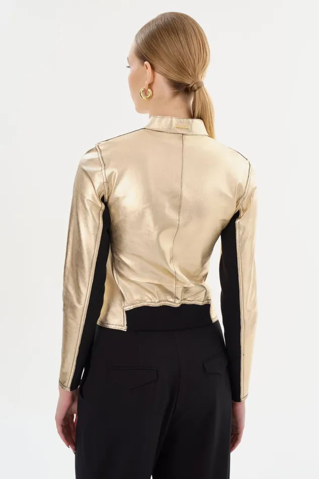 Women CHAPIN Reversible Leather Bomber Blackgold LAMARQUE Leather Jackets