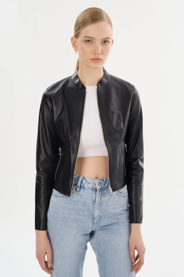 Women CHAPIN Reversible Leather Bomber Blacksilver LAMARQUE Leather Jackets Women CHAPIN Reversible Leather Bomber Blacksilver LAMARQUE Leather Jackets