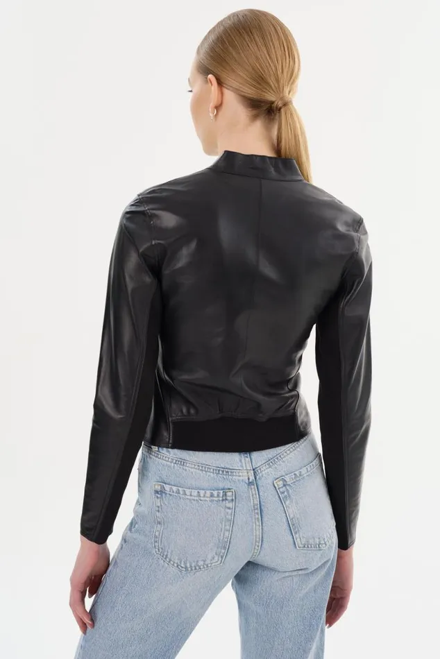 Women CHAPIN Reversible Leather Bomber Blacksilver LAMARQUE Leather Jackets Women CHAPIN Reversible Leather Bomber Blacksilver LAMARQUE Leather Jackets