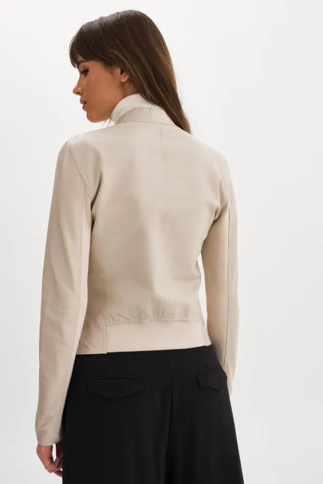Women CHAPIN Reversible Leather Bomber Bonegold LAMARQUE Leather Jackets