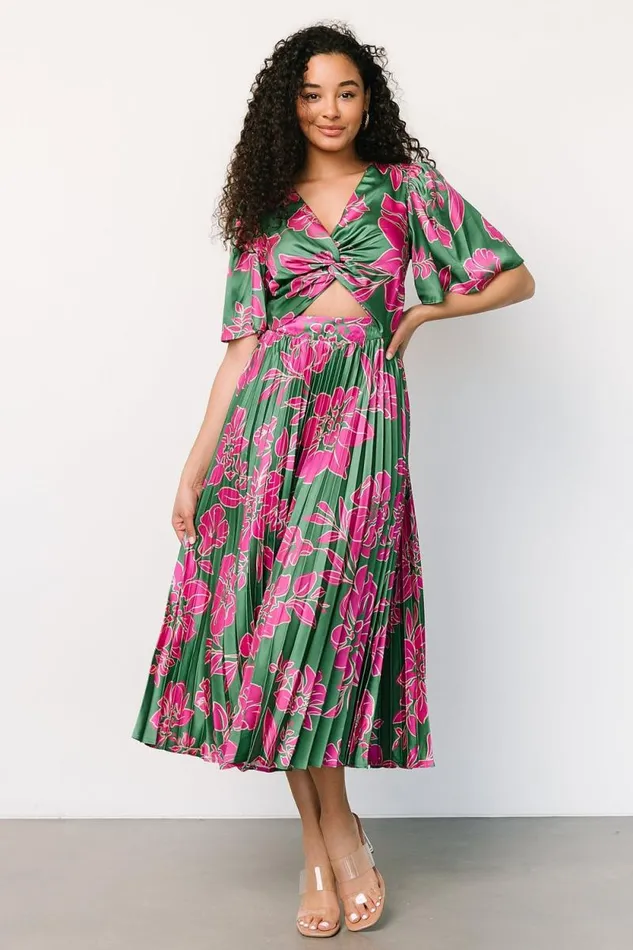 Women Chaya Pleated Dress Green Pink Baltic Born Midi Dresses