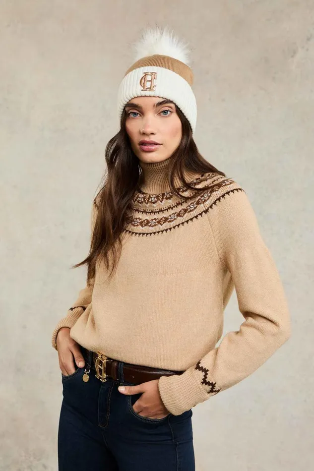 Women Chelsea Merino Bobble Hat Camel Holland Cooper Hats and Headbands