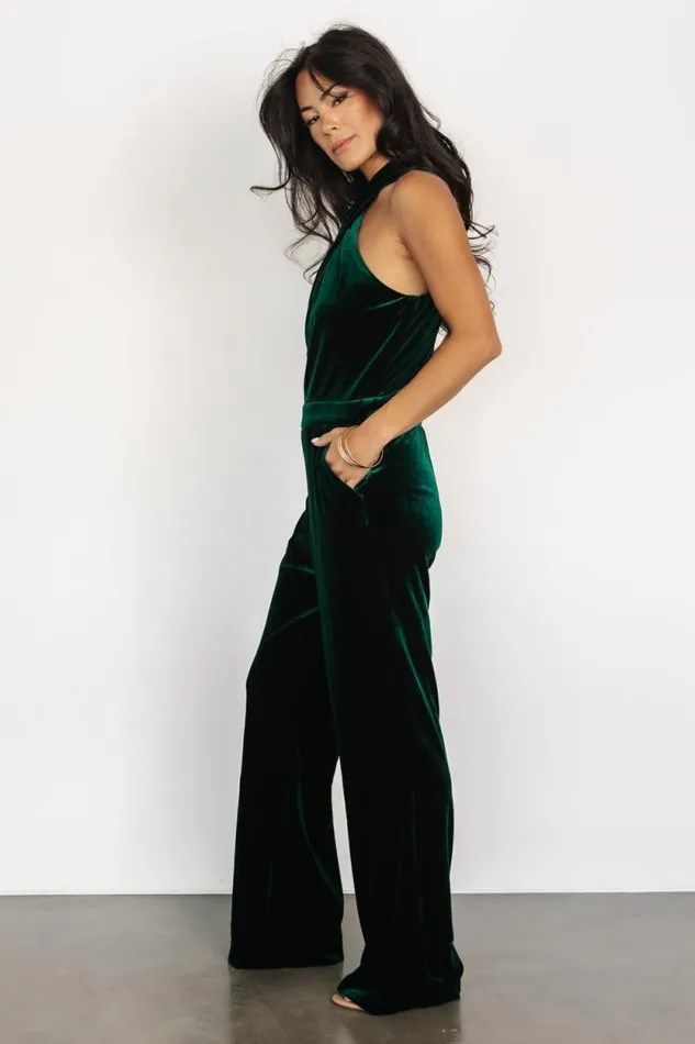 Women Cleopatra Velvet Jumpsuit Dark Green Baltic Born Jumpsuits and Rompers