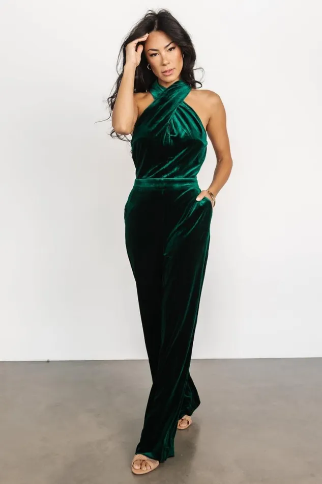 Women Cleopatra Velvet Jumpsuit Dark Green Baltic Born Jumpsuits and Rompers