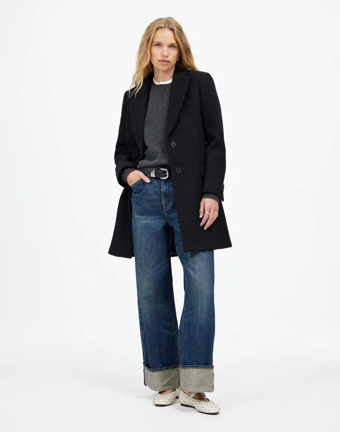 Women Coats Jackets Madewell Blazer Coat In Insuluxe Fabric True Black
