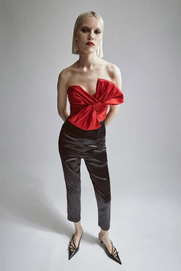 Women Corsets Bardot Lexana Bow Bustier In Fire Red Fire Red