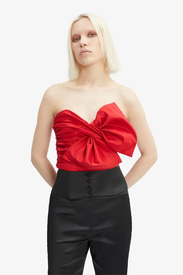 Women Corsets Bardot Lexana Bow Bustier In Fire Red Fire Red