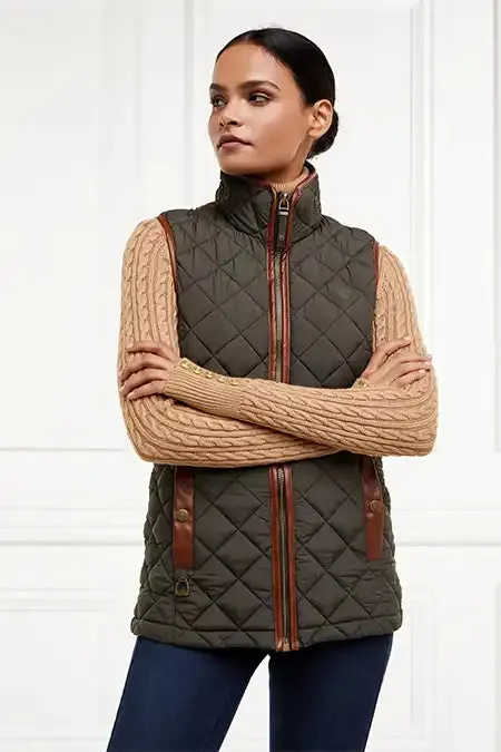 Women Country Quilted Gilet Heritage Khaki Holland Cooper Gilets Women Country Quilted Gilet Heritage Khaki Holland Cooper Gilets