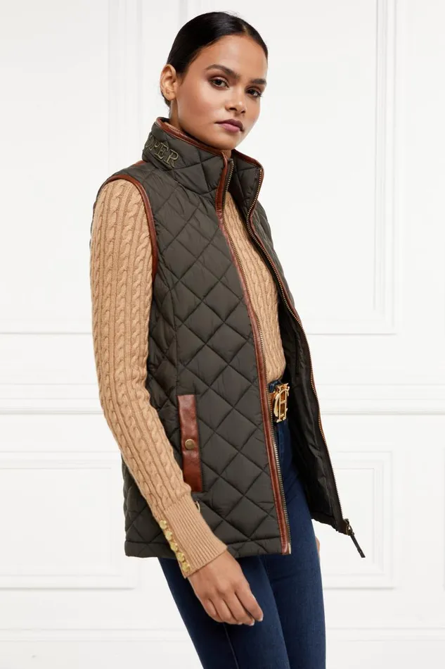 Women Country Quilted Gilet Heritage Khaki Holland Cooper Gilets Women Country Quilted Gilet Heritage Khaki Holland Cooper Gilets