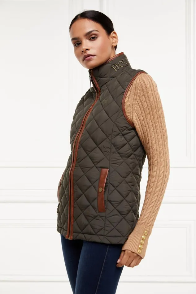 Women Country Quilted Gilet Heritage Khaki Holland Cooper Gilets Women Country Quilted Gilet Heritage Khaki Holland Cooper Gilets