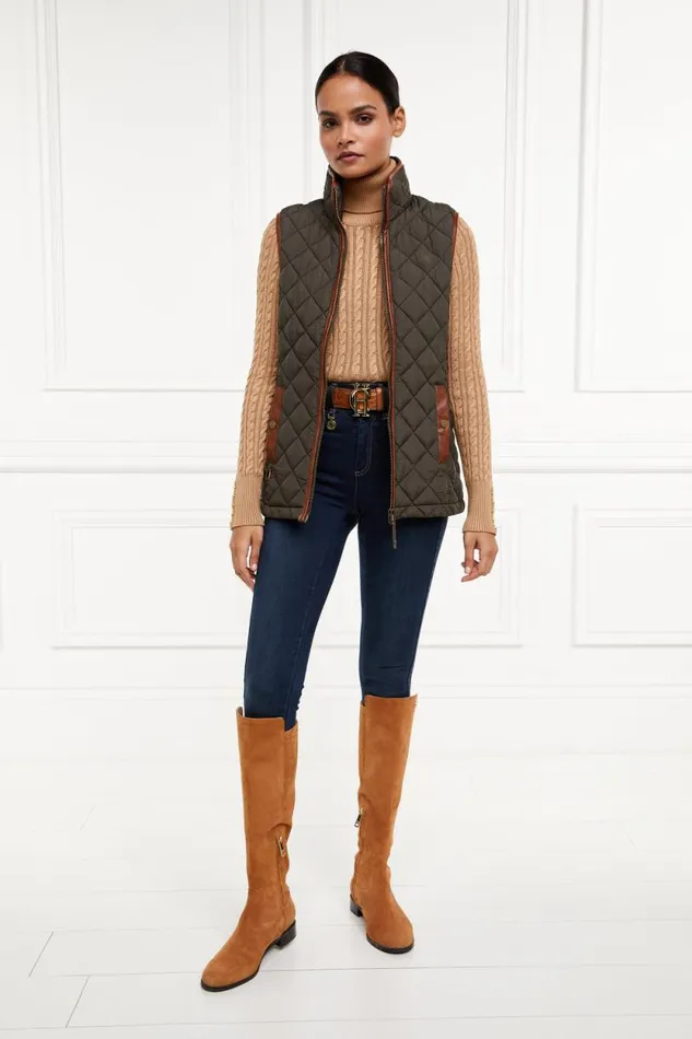 Women Country Quilted Gilet Heritage Khaki Holland Cooper Gilets Women Country Quilted Gilet Heritage Khaki Holland Cooper Gilets