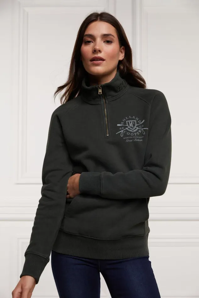 Women Crest Zip Henley Racing Green Holland Cooper Henley