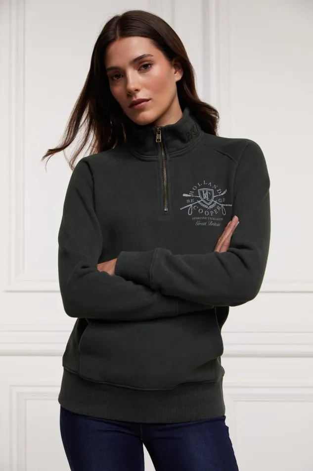 Women Crest Zip Henley Racing Green Holland Cooper Henley