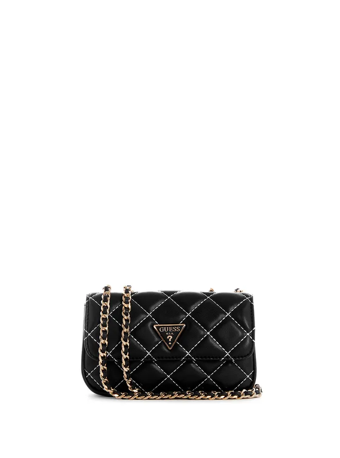 Women Crossbody GUESS Black Cessily Micro Mini Crossbody Bag
