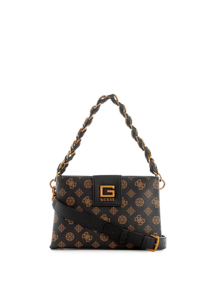 Women Crossbody GUESS Brown Logo Alva Crossbody Bag
