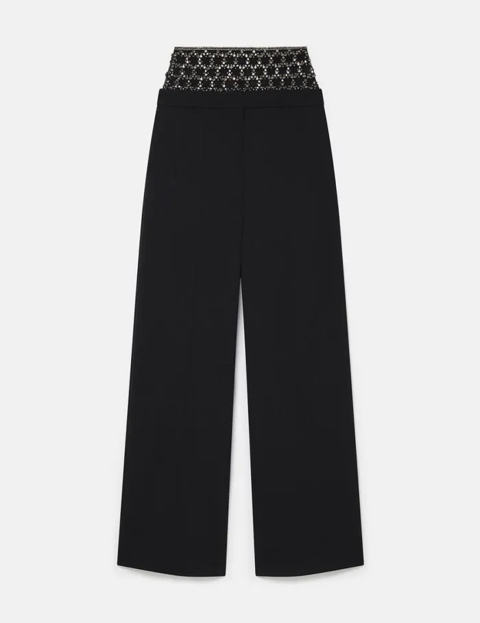 Women Crystal Cage LowRise Pants Pitch Black Stella McCartney Pants And Shorts