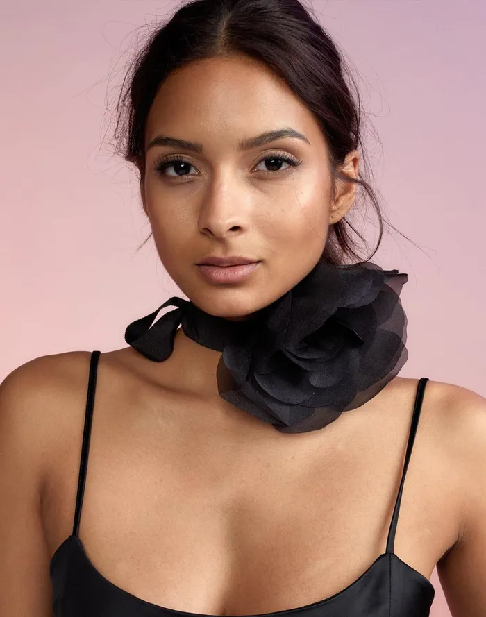 Women Cynthia Rowley Accessories Organza Flower Ties Black Women Cynthia Rowley Accessories Organza Flower Ties Black